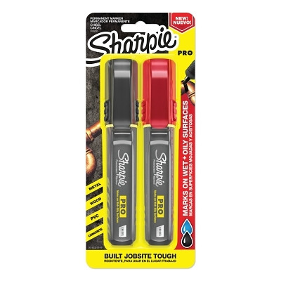 PRO Markers, Black/Red, Chisel