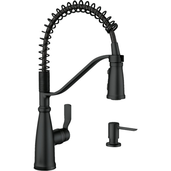 Moen Nolia 1-Handle Pull-Down Widespread Kitchen Faucet, Matte Black 87886BL