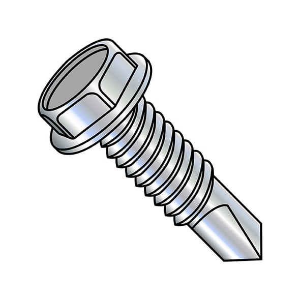 #10-24 x 1/2 in Hex Hex Machine Screw, Zinc Plated Steel, 1000 PK