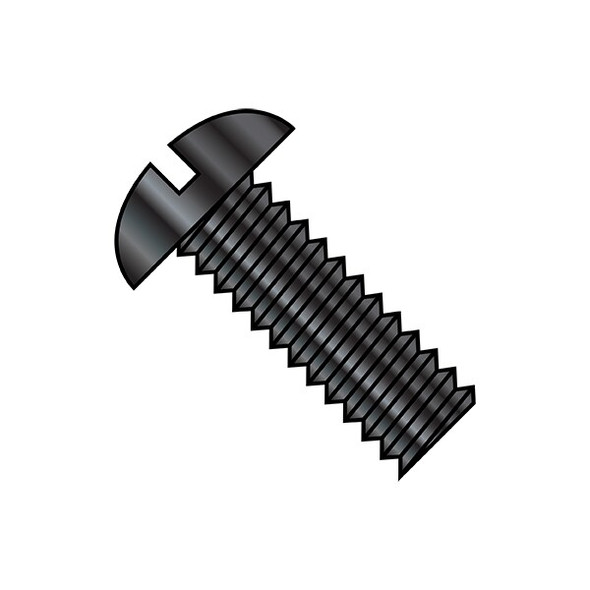 #8-32 x 3/8 in Slotted Round Machine Screw, Black Oxide Steel, 10000 PK