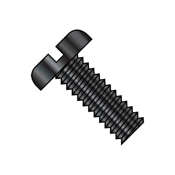 #12-24 x 3/8 in Slotted Pan Machine Screw, Zinc Black Steel, 6000 PK
