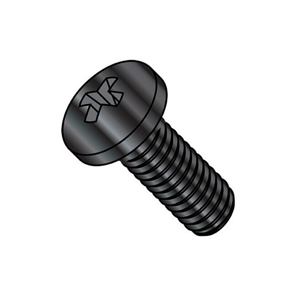 #12-24 x 1-1/2 in Phillips Pan Machine Screw, Zinc Black Steel, 2000 PK
