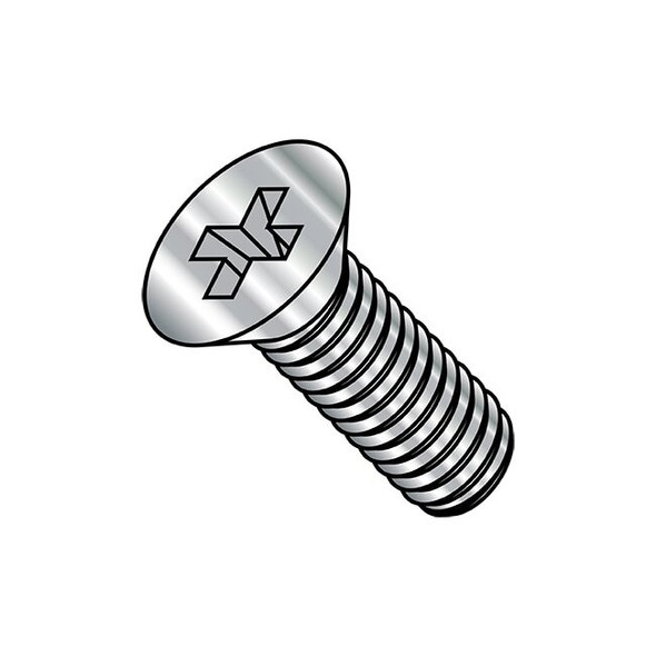 #12-24 x 1-1/4 in Phillips Flat Machine Screw, Plain Stainless Steel, 1000 PK
