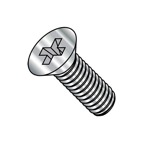 #10-32 x 1 in Phillips Flat Machine Screw, Plain Stainless Steel, 2000 PK