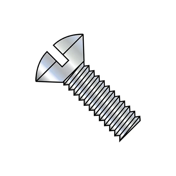 #6-32 x 1 in Slotted Oval Machine Screw, Zinc Plated Steel, 9000 PK
