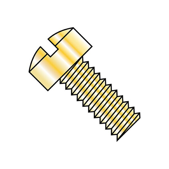 #8-32 x 1/2 in Slotted Fillister Machine Screw, Zinc Yellow Steel, 10000 PK