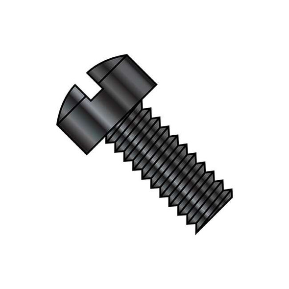#8-32 x 5/8 in Slotted Fillister Machine Screw, Black Oxide Steel, 9000 PK