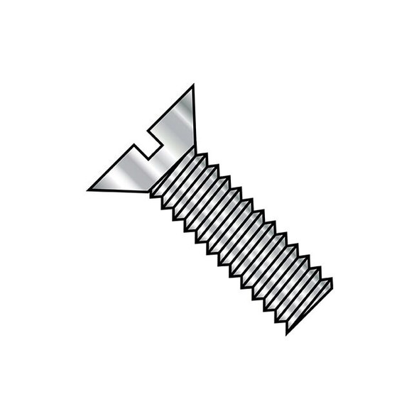 #10-24 x 1/2 in Slotted Flat Machine Screw, Plain Steel, 3000 PK