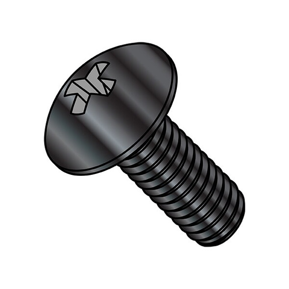 #10-24 x 3/4 in Phillips Truss Machine Screw, Plain Steel, 2000 PK