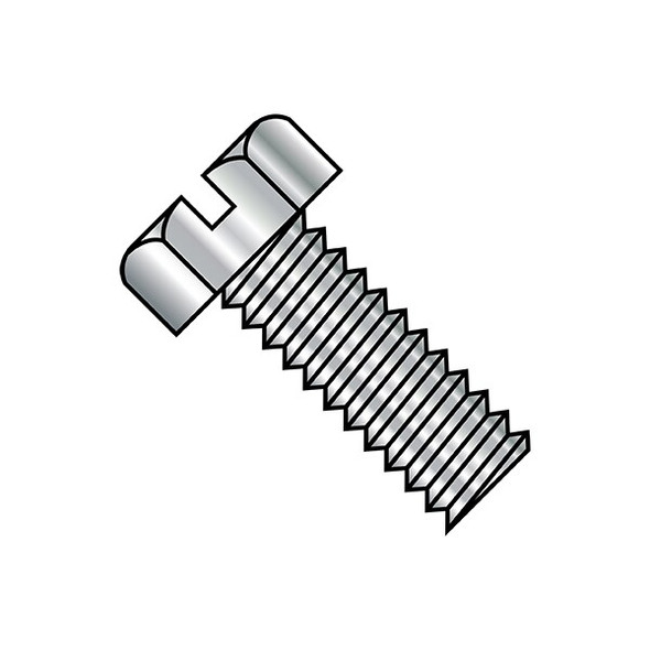 #10-24 x 1 in Slotted Hex Machine Screw, Plain Steel, 2000 PK