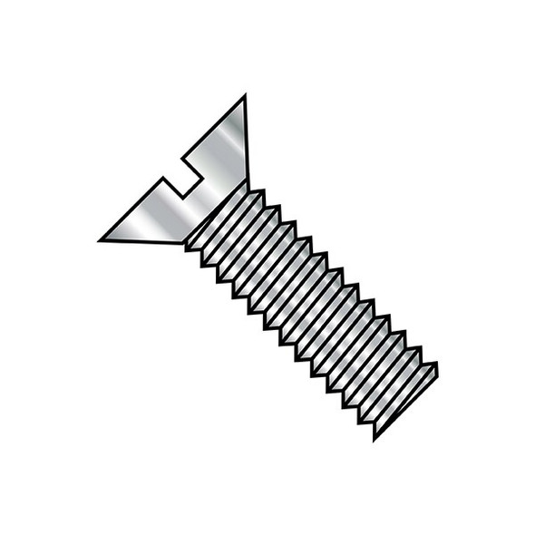 #0-80 x 1/2 in Slotted Flat Machine Screw, Plain Steel, 5000 PK