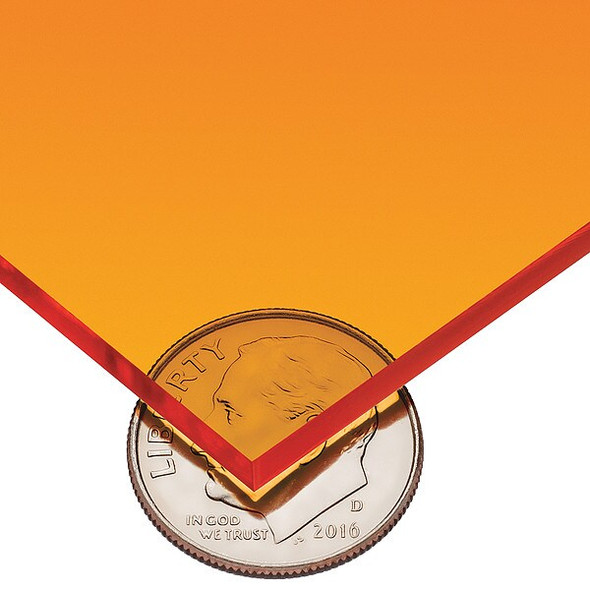 Orange Cast Acrylic Sheet Stock 24" L x 12" W x 1/8" Thick