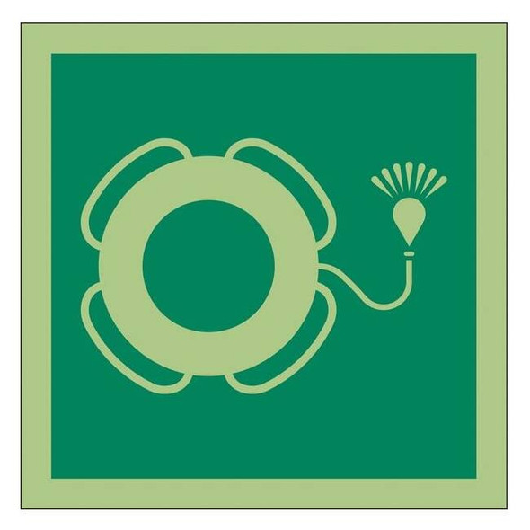 (Life Buoy With Light Symbol), 6 in W x 6 in H, Square, Vinyl, 486F92