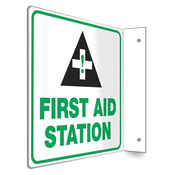 FIRST AID STATION, 8 in W x 8 in H, L-Shape Projection, PETG, 480W56