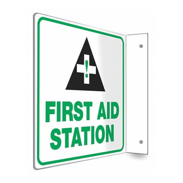 FIRST AID STATION, 8 in W x 8 in H, L-Shape Projection, PETG, 480W56