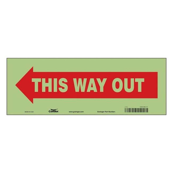 Safety Sign, 5 in H, 14 in W, Glow Vinyl, Vertical Rectangle, English, 480K21