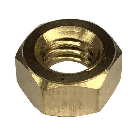 Heavy Hex Nut, 1/4"-20, Brass, Not Graded, Plain, 15/64 in Ht, 100 PK