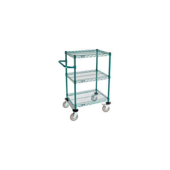 Nexel 3 Shelf Push Cart Poly-Green24""W x 18""D x 40""H Poly Casters2 Rigid 2 Br