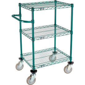 Nexel 3 Shelf Push Cart Poly-Green24""W x 18""D x 40""H Poly Casters4 Swivel