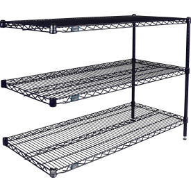 Nexel 3 Shelf Nexelon Blue Wire Shelving Unit Add On 48""W x 24""D x 34""H