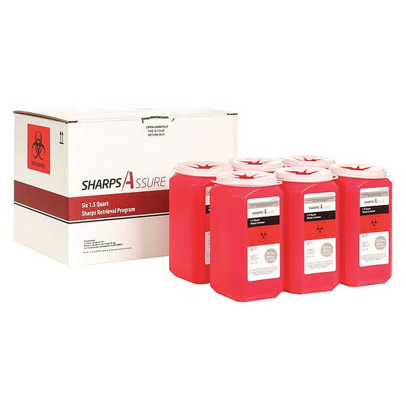 Sharps Assure Sharps Container,Red,1 1/2 qt SA1Q6