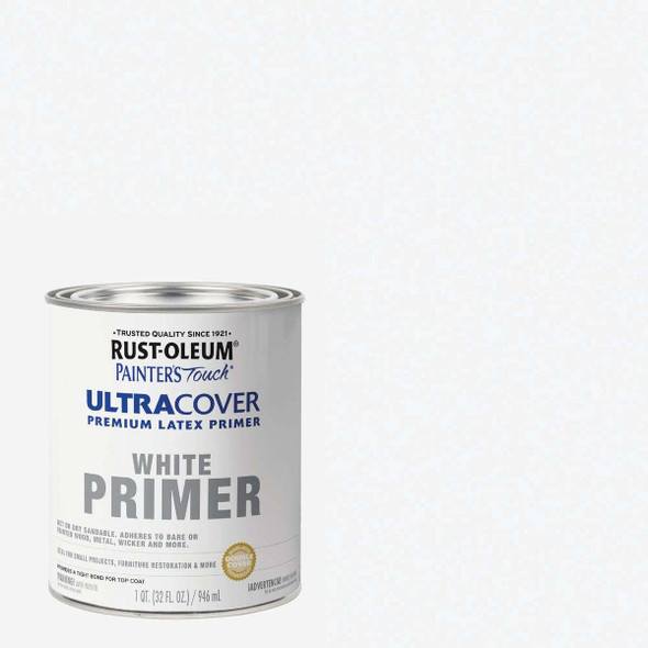 Rust-Oleum Painter's Touch Ultra Cover Flat Premium Latex Primer, White, 1 Qt.