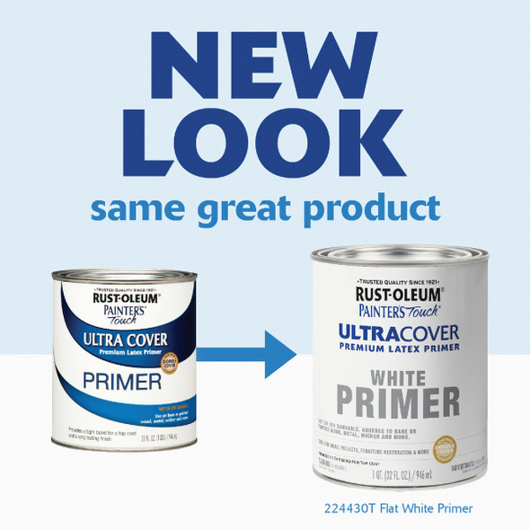 Rust-Oleum Painter's Touch Ultra Cover Flat Premium Latex Primer, White, 1 Qt. 224430T 784521