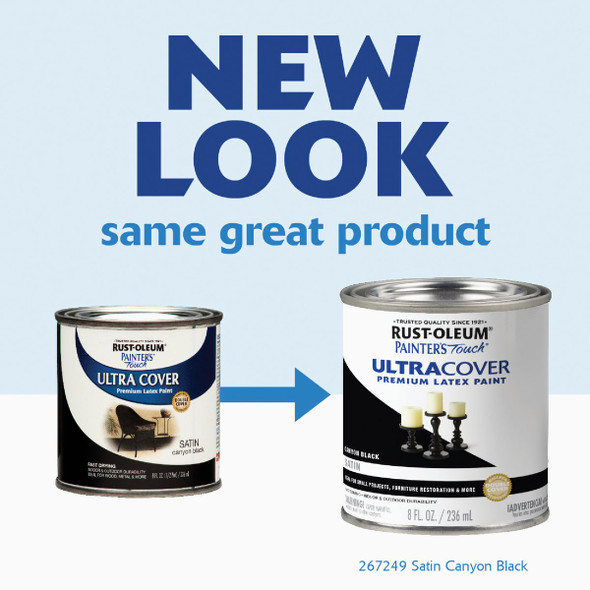 Rust-Oleum Painter's Touch 2X Ultra Cover Premium Latex Paint, Satin Canyon Black, 1/2 Pt.