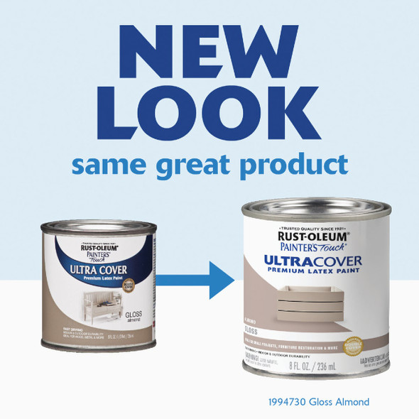 Rust-Oleum Painter's Touch 2X Ultra Cover Premium Latex Paint, Gloss Almond, 1/2 Pt.