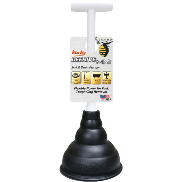 Korky BEEHIVE 5-1/2 In. Mini Sink & Drain Plunger 94-4A