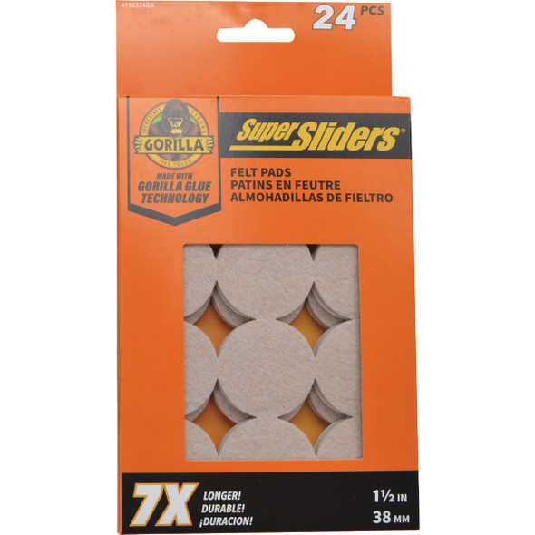 Gorilla Super Sliders 1-1-2 In. Beige Felt Pad (24-Piece) 4718324BG 208451
