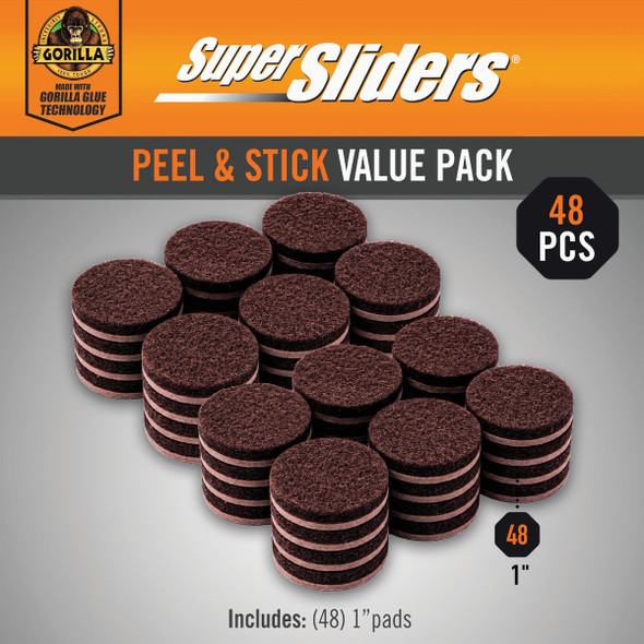 Gorilla Super Sliders 1 In. Brown Felt Pad (48-Piece) 4728624BG 256504