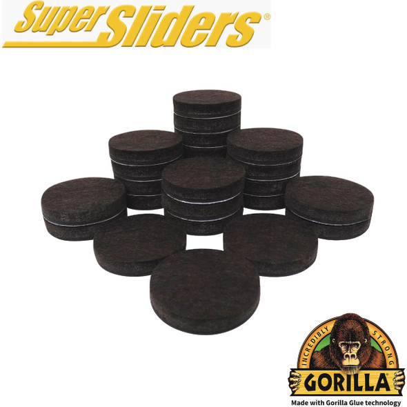 Gorilla Super Sliders 1-1/2 In. Brown Felt Pad (24-Piece) 4728324BG
