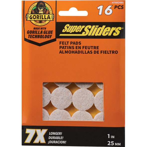 Gorilla Super Sliders 1 In. Beige Felt Pad (16-Piece) 4718424BG 212344