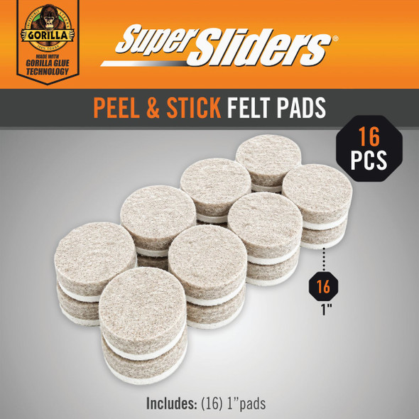 Gorilla Super Sliders 1 In. Beige Felt Pad (16-Piece) 4718424BG 212344