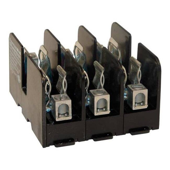 Open Fuse Block, 0 to 30A Amp Range, 600V AC/DC Volt Rating, 3 Poles, Box Lug