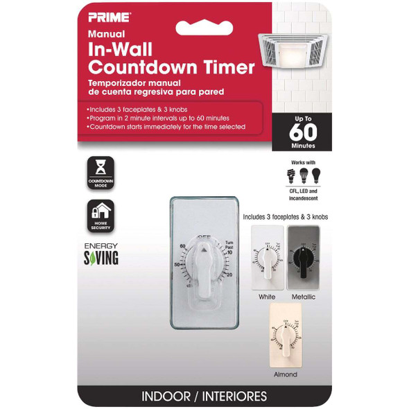 Prime 125V 60-Minute In-Wall Timer TNIW060WSA