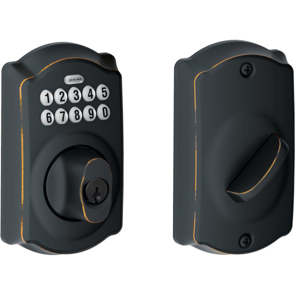 Schlage Keypad Aged Bronze Electronic Deadbolt BE365VCAM716