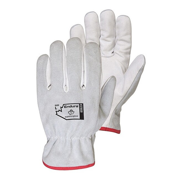 Superior Glove Leather Drivers Gloves, Safety, White, XL, 12 PK 378SB-XL