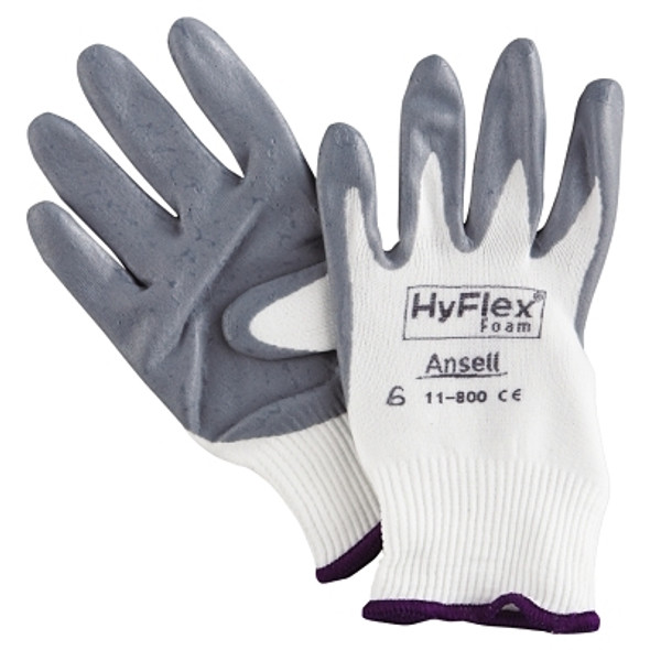 11-800 Nitrile Foam Palm Coated Gloves, Size 6, Gray/White Pack of 12