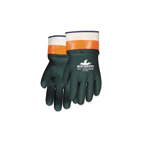 Oil Hauler Premium Double Dip PVC Coated Gloves, Large, Dark Green Pack of 12