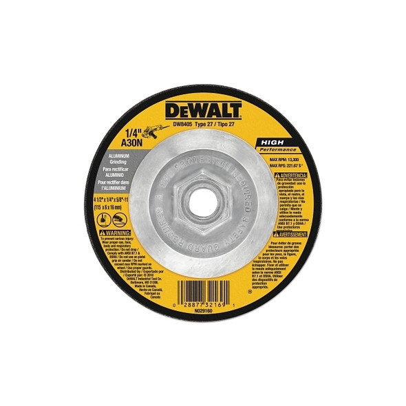 HP T27 Aluminum Grinding Wheel, 4-1/2 in dia, 5/8 in-11 in Arbor, 13,300 RPM Pack of 10