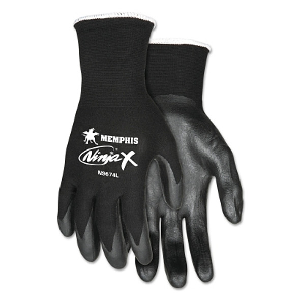 Ninja X Bi-Polymer Coated Palm Gloves, Medium, Black Pack of 12