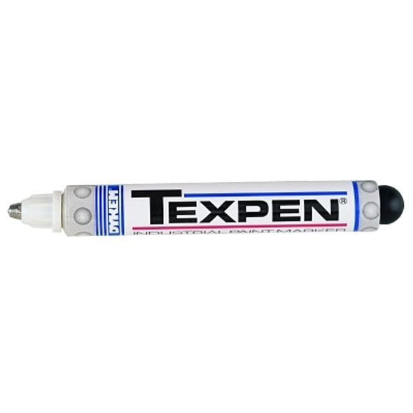 TEXPEN® Industrial Steel Ball Tip Paint Marker, White, 3/32 in, Medium Pack of 12