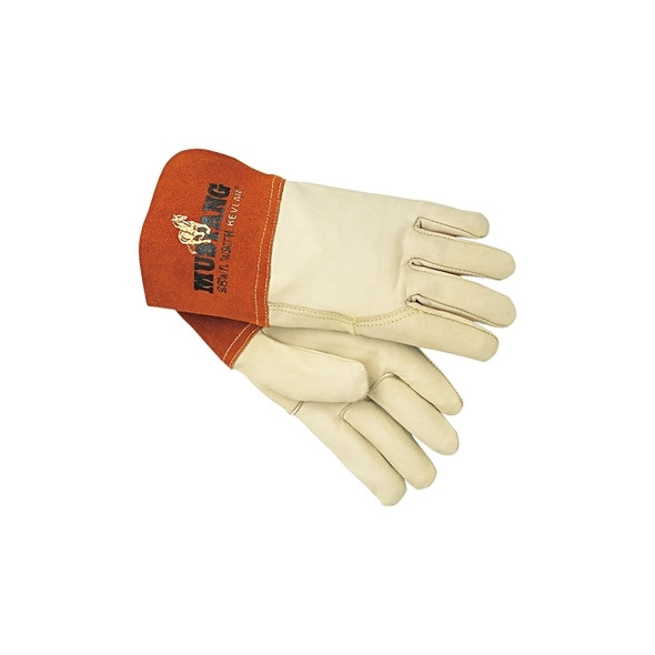 Mustang Premium Top Grain Cowskin Leather Welding Work Gloves, Medium, Beige/Russet, Gauntlet Cuff Pack of 12