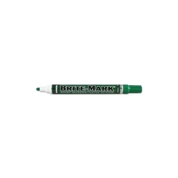 BRITE-MARK® Medium Permanent Paint Marker, Valve Action, Green Pack of 12