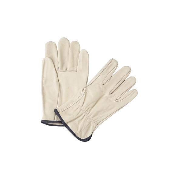 Quality Grain Cowhide Leather Driver Gloves, X-Large, Unlined, Natural, Shirred Elastic Back Pack of 12