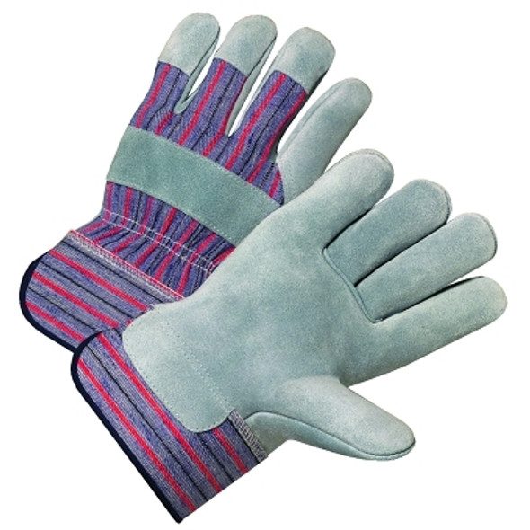 Cowhide Leather Palm Gloves, Large, Canvas, Leather, Cowhide, Pearl Gray Pack of 12