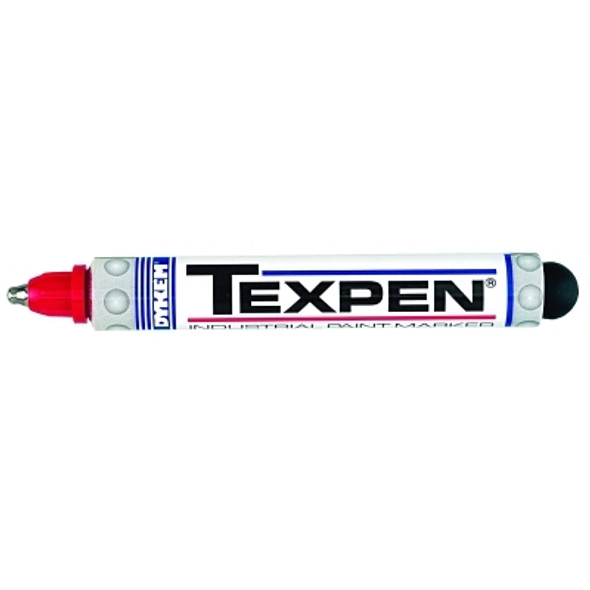 TEXPEN® Industrial Steel Ball Tip Paint Marker, Red, 3/32 in, Medium Pack of 12