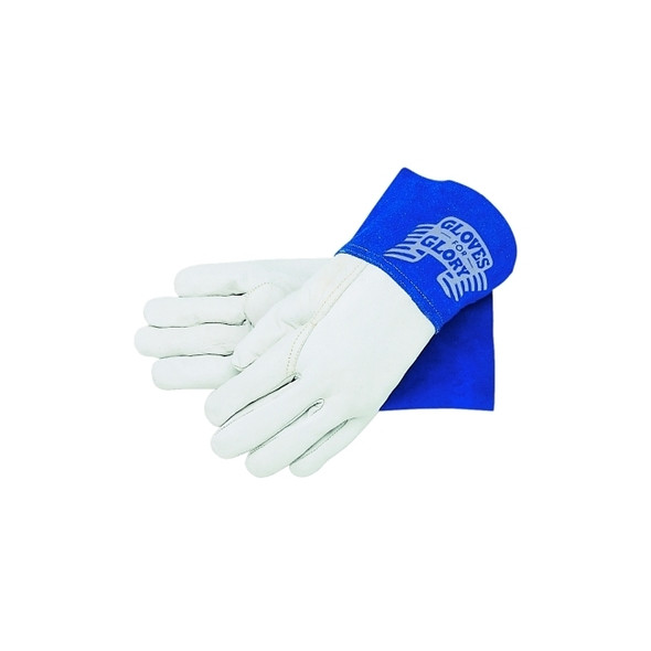 Gloves for Glory® Premium Top Grain Goatskin Leather Welding Work Gloves, X-Large, Blue/White,  4.5 in cuff Pack of 12